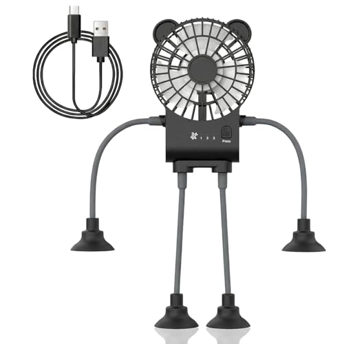 Ventilateur de bureau USB 3 vitesses avec support téléphone pliable et ventouse