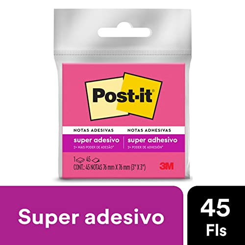 Post-it, 3M, Bloco de Notas Adesivas, Rosa, 76mm x76mm, 45 Folhas