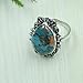 Copper Turquoise Ring – Pear Shape Blue Copper Turquoise Statement Ring – Vintage Sterling Silver Filigree Ring – Handmade Boho Gemstone Jewelry for Women (7)
