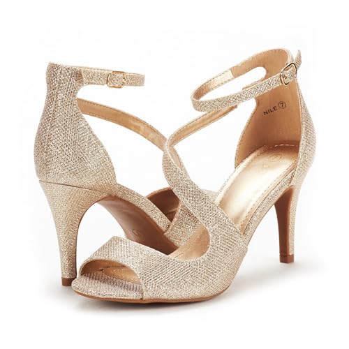 Image of DREAM PAIRS Women's Open Toe Stiletto Elegant Sandals | Open Toe Ankle Strap Dress Heels, Comfort Formal High Heels for Wedding, Date Night and Party Occasions
