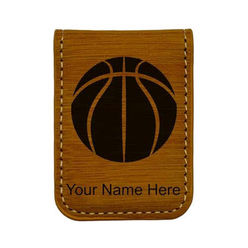 LaserGram Slim Magnetic Money Clip, Basketball Ball, Personalized Engraving Included (Bamboo)