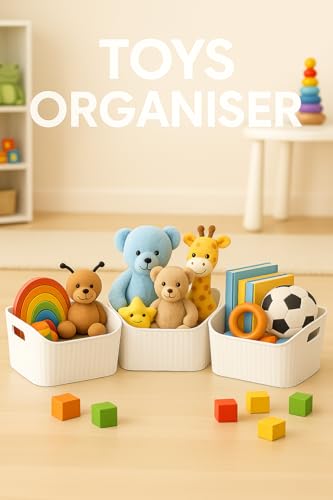 Image of Plastic Storage Box with Lid - Large Stackable Organizer Storage Box for Clothes, Toys, Kitchen - Big Size Plastic Storage Container Basket for Home, Office, Bathroom(Smal,Pack of 8,White)