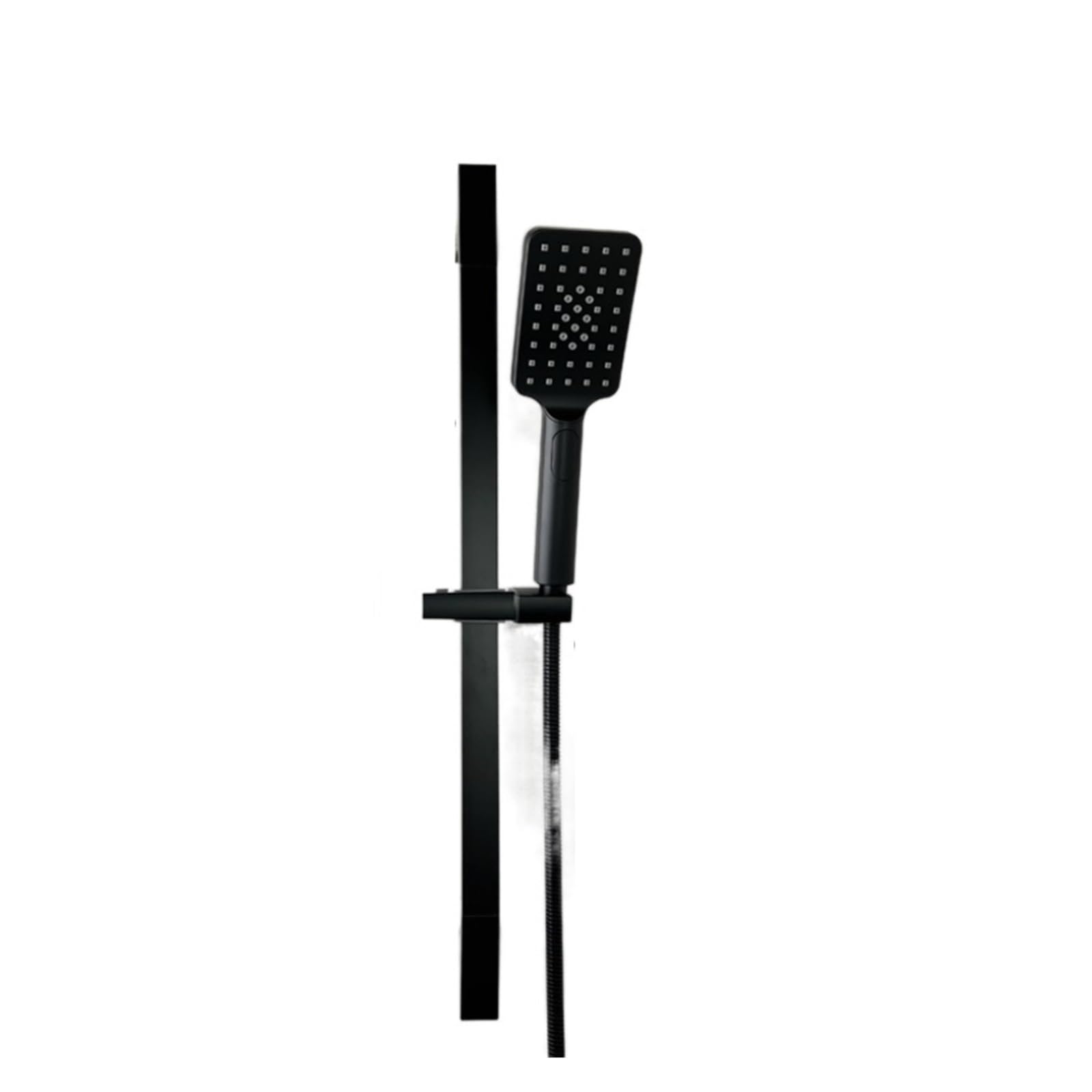 Juego de barra deslizante de acero inoxidable para baño con ducha de mano ABS de 3 funciones con salida de conector de latón, metal negro, gris, blanco, 1,5 m Hos (color: negro con salida) Beauty