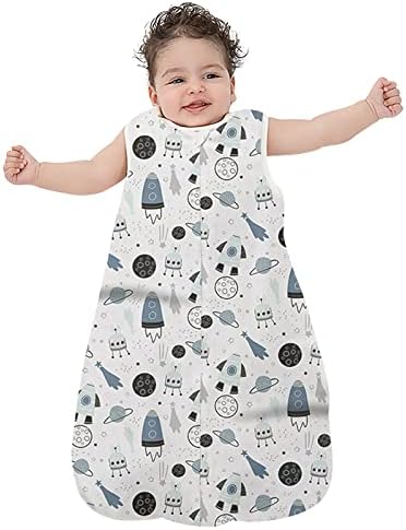 TURMIN Baby Sleeping Bag, 100% Cotton 0.5 Tog Infant Swaddle Sack, Sleeveless Swaddle with Two-way Zipper, Wearable Blanket for Newborns Girls Boys, Unicorn,S(0-6 Months)