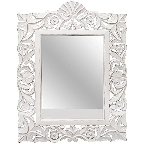 The Wooden Town 18x23.75 Inch White Rectangle Wall Mirror,Decorative Wall Mirror with Wood Framed,Farmhouse Mirror for Wall Décor, Bathroom Mirror,Hanging Mirror for Living Room,Bedroom,Vanity,White Cover