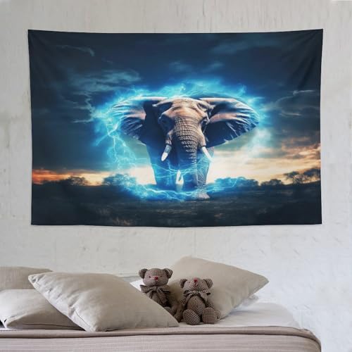 Art mural éléphant DCCCY 150×230cm : décoration murale de salon et tenture en tissu suspendue