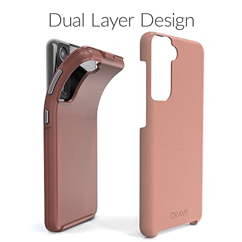 Image of Crave for Galaxy S21 Case, Shockproof Protection Dual Layer Case for Samsung Galaxy S21, S21 5G (6.2 inch) - Blush