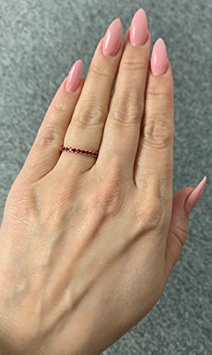 10K Yellow Gold Natural Ruby Stackable Wedding Anniversary July Birthstone Band Ring - Size 7 #TOP1
