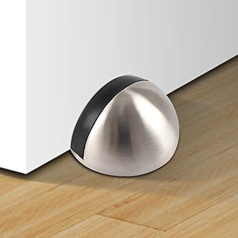 Oval Door Stopper Stainless Steel Floor Mounted 4 Pack Brushed 3M Self Adhesive Half Moon Door Stops Wall Protector Silicon Rubber Cover