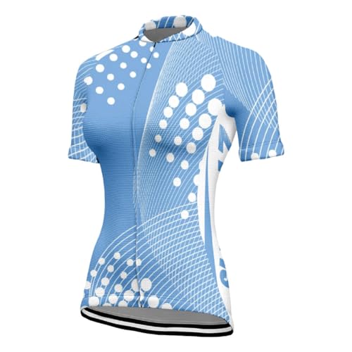 Mateju Maillot Ciclismo para Mujer, Transpirable Cómodo Ropa Ciclismo Exterior, Verano Secado Rápido Camisetas Manga Corta Mujer Camiseta Elástico para Deportes de Interior (Azul Cielo,3XL)