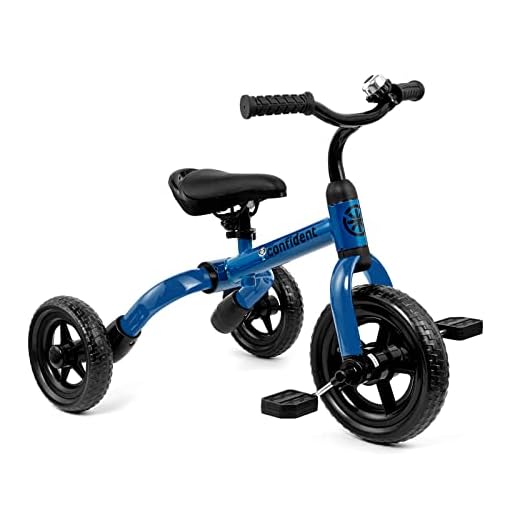 XPIY Tricycle for Toddlers Age 2-5 Years Old, 3 in 1 Folding Toddler Bike for Boys and Girls, Kids' Bike Trike with Detachable Pedal and Adjustable Seat (Blue)