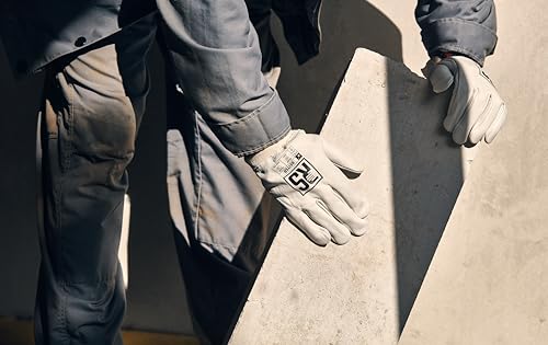 RS REITER Montage-Handschuhe aus Rindsleder/Größe 9, 12 Paar/Weiß/Montagehandschuhe/Arbeitshandschuhe Leder/Robuste Lederhandschuhe Schutzhandschuhe