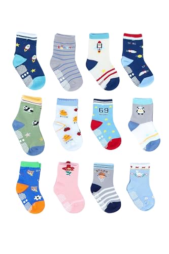 Image of NEOBABY Dotted Anti Slip Grip Socks for 1 Year to 5 Years Kids Boys & Girls (Assorted /Random Designs)
