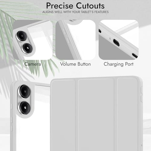 Image of Robustrion Cover for Redmi Pad 2 Pro 12.1 inch Cover Case with [Pencil Holder], Hybrid Cover Case for Redmi Pad 2 Pro Tablet Cover with Transparent Back [Auto Sleep Wake Support] - Grey