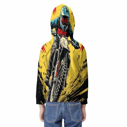Sweat capuche moto impression 3D relief pour adolescent mixte - 6