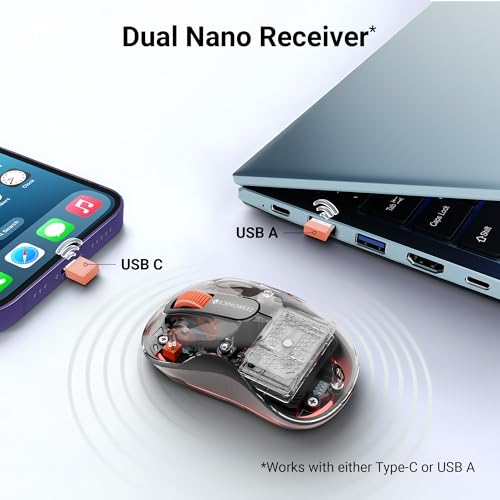 Image of ZEBRONICS Sheer Plus Wireless Mouse, Dual Mode (2.4GHz + BT), Dual Bluetooth, Dual Dongle (USB A & USB C), Upto 3200 DPI, Silent Operation, RGB LED, 4 Buttons, for Mac | Laptop | Computer (Black)