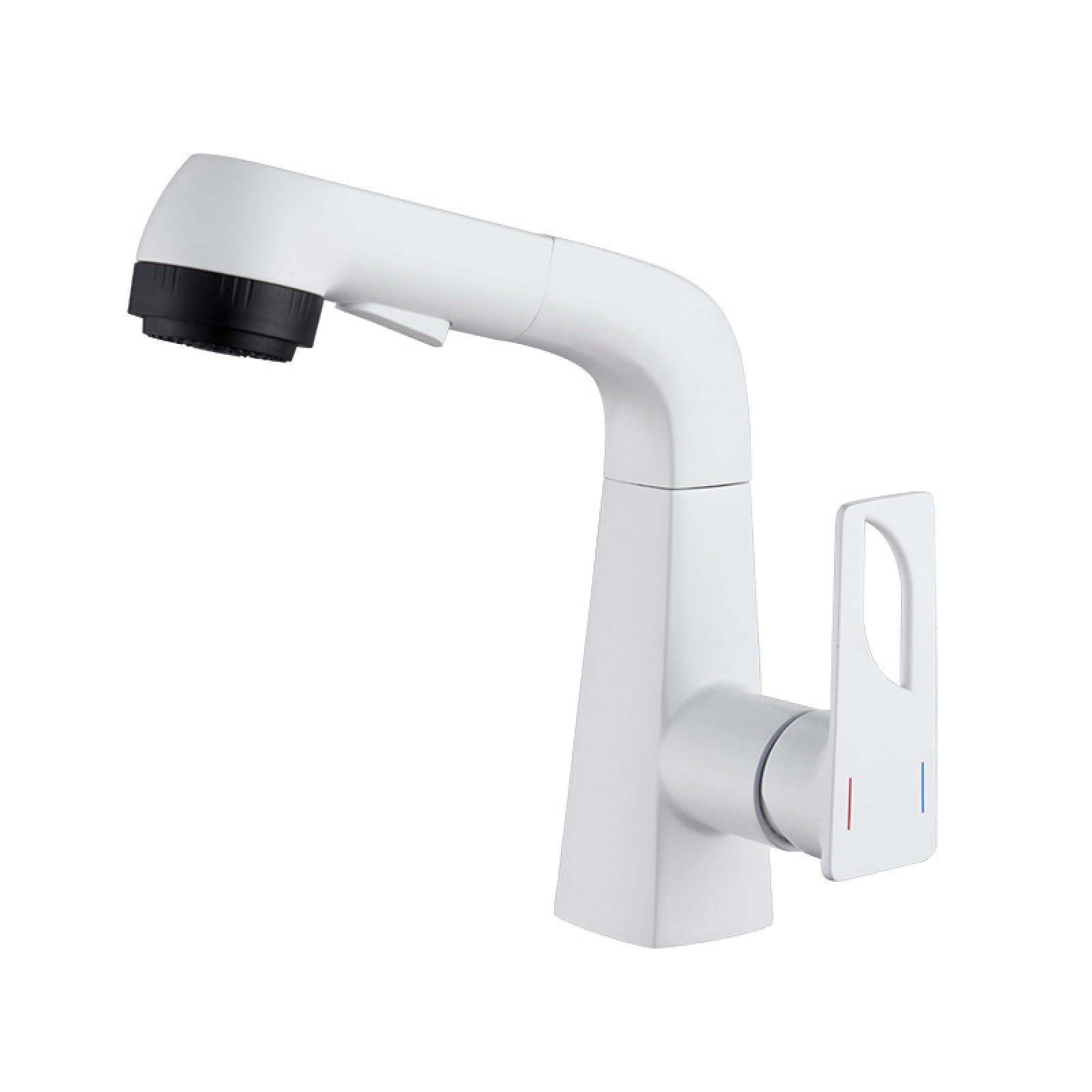 Fanjubei White Bathroom Sink Pull-Out Adjustable Faucet,