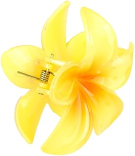 Plastic Flower Shaped Hair Clips For Women - Yellow