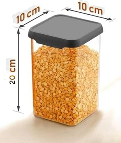 Image of Airtight Square Kitchen Storage Container Plastic Transparent Unbreakable Food Organizer Stackable Leakproof Grocery Storage Box 1500ml Pack Of 12