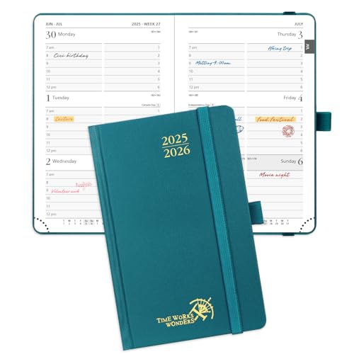 POPRUN Pocket Planner 2025-2026, (Purse Size 4''x 6.25'' Hard Cover) Academic Year Calendar Daily Weekly and Monthly (July 25-June 26) with Hourly Time Slots, 100 GSM Paper - Pacific Green POPRUN Pocket Planner 2025-2026, (Purse Size 4''x 6.25'' Hard Cover) Academic Year Calendar Daily Weekly and Monthly (July 25-June 26) with Hourly Time Slots, 100 GSM Paper - Pacific Green