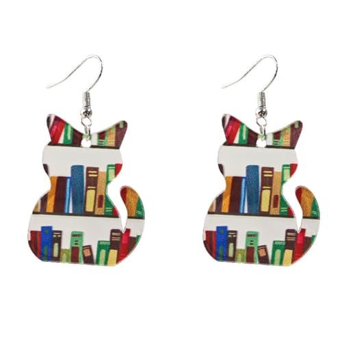 Design raffinato: gli orecchini da libro per gatti da donna adottano un motivo geometrico da scaffale stampato in acrilico e una consistenza liscia e opaca, adatti a diverse occasioni, che si tratti di un appuntamento, di un pendolarismo o di una gita, il design dallo stile raffinato ti consente di distinguerti facilmente dalla massa.