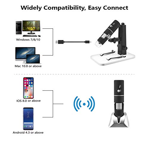 Rotek Microscopio Digitale, WiFi USB Microscopio