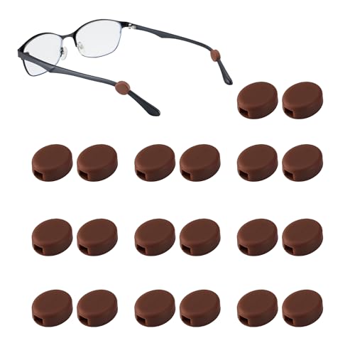 lvvfit Silicone Eyeglasses Temple Grips Retainer, Anti-Slip Soft Silicone Glasses Retainers, Mini Eyewear Retainer, Frame Grips for Spectacle, Eyewear, Glasses, Sunglasses (Brown 10 Pairs)