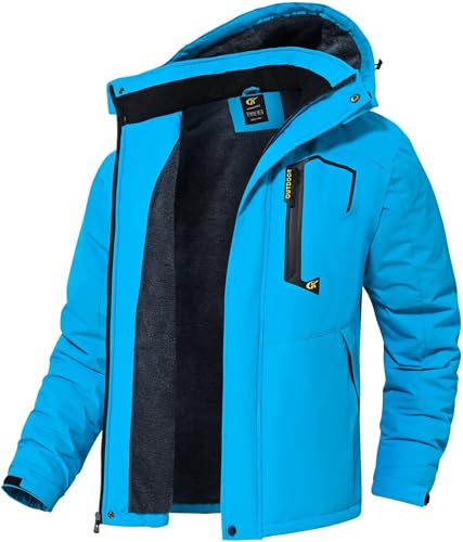 Image of QPNGRP Mens Waterproof Fleece Ski Jacket Windproof Winter Snow Coat
