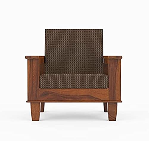 Image of K L FURNITURE Kl Furniture Solid Sheesham Wood Standard Sofa Set 5 Seater Furniture Wooden 5 Seater Sofa Set (3+1+1) Teak Wood Sofa Set Furniture Home Living Room With Cushions-Teak Finish,Brown