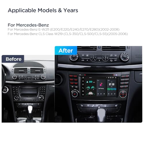 Image of XTRONS Car Stereo for Mercedes Benz W211 W219, Android 14 Octa Core 4GB+64GB Car Radio DVD Player, 7 Inch IPS Touch Screen GPS Navigation for Car Head Unit Built-in DSP CarPlay Android Auto 4G LTE
