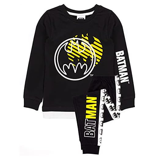DC Comics Batman Pijamas Boys Kids Negro Camiseta de Largo Longitud PJS 6-7 años