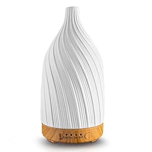 Ceramic Essential Oil Diffuser – 100ml Handcrafted Ultrasonic Aroma Diffuser with 7 LED Colors, Auto Shut-Off When No Water & Quiet Operation – Stone Diffuser for Home, Office & Bedroom