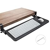 KOCASO Keyboard Stand for Desktop - 25.59”x9.64”x0.51” Keyboard Tray with Retractable Slide Out Drawer, Height Adjustable and C Clamp Installation, Supports up to 55LBS,Perfect for Home or Office