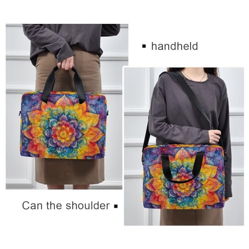 Maletín para portátil con patrón mandala amarillo y azul 13-15.6 pulg miniatura 2