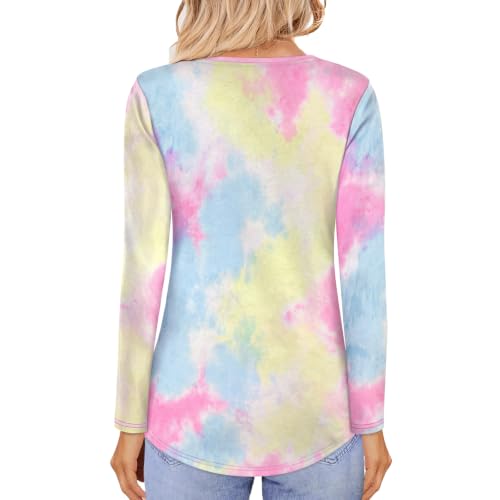 Image of Elesomo Womens T Shirts V Neck Summer Short /Long Sleeve Cotton Tops Tees