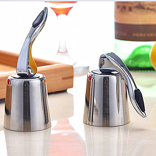Newkitchen Wine Stoppers Set Of 2, Wine Bottle Stopper Stainless Steel, Wine Corks Saver Keep Wine Fresh, Wine Gifts Accessories For Wine Lover #TOP1