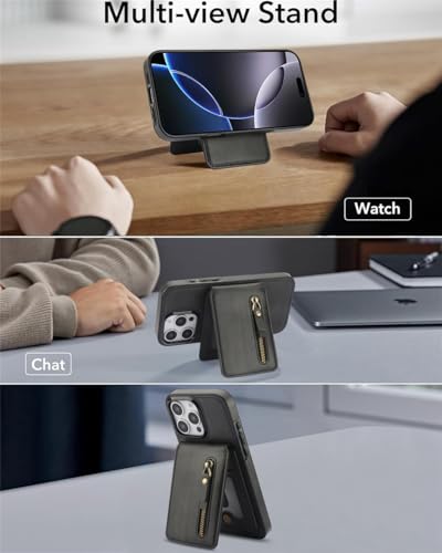 Étui iPhone 13 Pro violet avec portefeuille en cuir amovible et fermeture éclair - 4