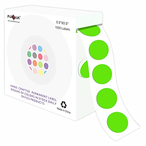 PARLAIM 1/2" Round Permanent Color-Coding Adhesive Dot Stickers