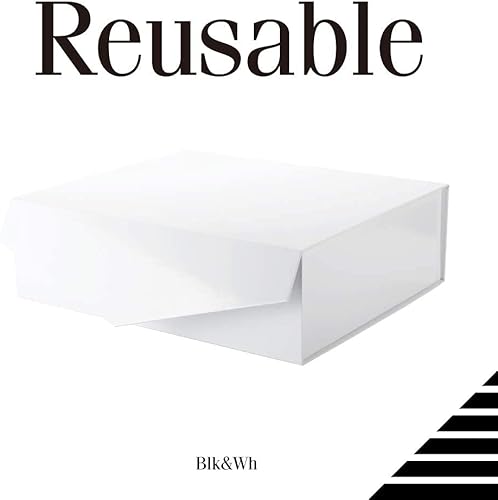 Miniatura 3 de BLK&WH 3 cajas de regalo extragrandes con tapas de 16.3 x 14.2 x 5 pulgadas, cajas de regalo blancas con tapas de cierre para ropa y regalos grandes