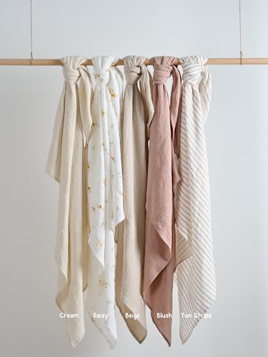 Image of Meracorallo Muslin Swaddle Blanket, 100% Cotton Receiving Blanket Soft and Breathable Swaddle Wrap for Baby Boys and Girls, Cream