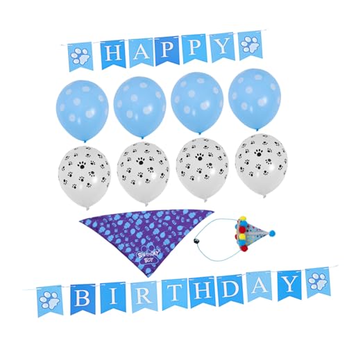 Hohopeti 1 セット ペットの誕生日の飾り ポンポン ドッグコーン しっぽ 仲間 犬の誕生日帽子 足 弓 犬の ペットの誕生日の装飾 ドッグパーティーオーナメント 子犬の誕生日用品 布