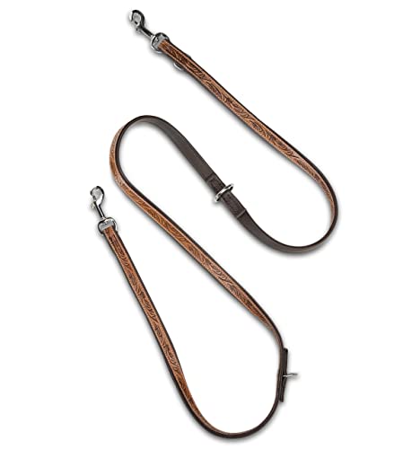 Unikat Hundeleine aus Leder mit Hand-geschnitzten Stanzmustern/Ornamenten - mehrfach verstellbare Führleine 2,00m - doppellagige Echt-Leder-Hunde-Leine aus Büffelleder – Sienna (Braun)