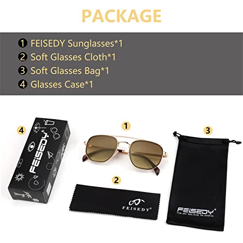 Feisedy Women Men Square Pilot Sunglasses Gradient Lens Retro Small Metal Shades B2953 #TOP6