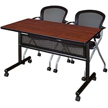 Regency Kobe 48 x 24 in. Flip-Top Privacy Nesting Table- Cherry, 2 Cadence Nesting Chairs