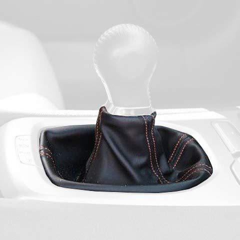 RedlineGoods Shift Boot Compatible with Chevrolet Camaro 2010-12. Tailor Made - not Universal. Genuine top-Grade Italian Black Leather with Silver Thread