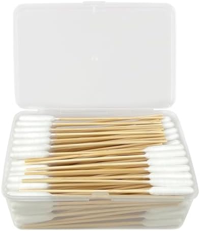 eyxformula 6 Inch Long Cotton Swabs for Pet Cleaning, Bamboo Handle, Pet Ear Cleaning Solution Supplies for Dogs and Cats (200 pcs Long Head Cotton swabs)