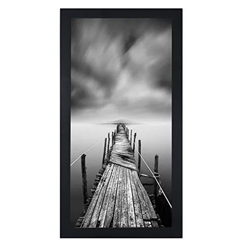 BOJIN Marcos de fotos de madera maciza negra de 8 x 16 pulgadas, sin paspartú, para colgar en la pared, decoración del hogar