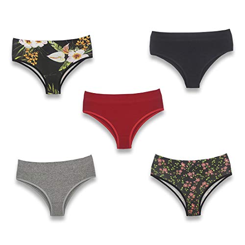 Kit com 5 Calcinhas Cintura Alta Conforto Algodão