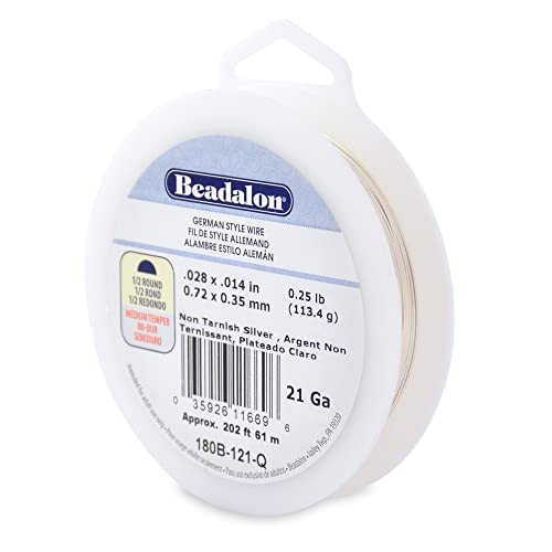 Fil de style allemand demi-rond plaqué argent Beadalon 21 gauge fil métallique loisirs créatifs
