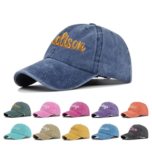Custom Toddler Baseball Hat, Personalized Name Kid Baseball Cap, Washed Cotton Adjustable Caps for Toddler Boys Girls
